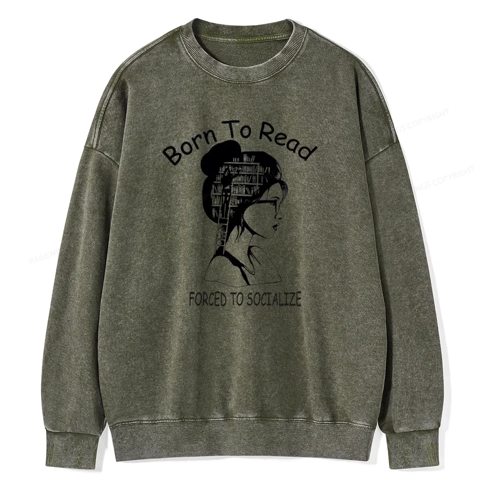 Pagewings Born To Read Unisex Washed Sweatshirt