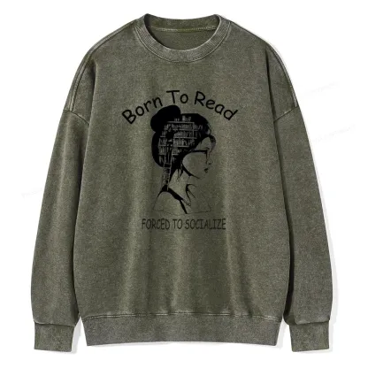 Pagewings Born To Read Unisex Washed Sweatshirt