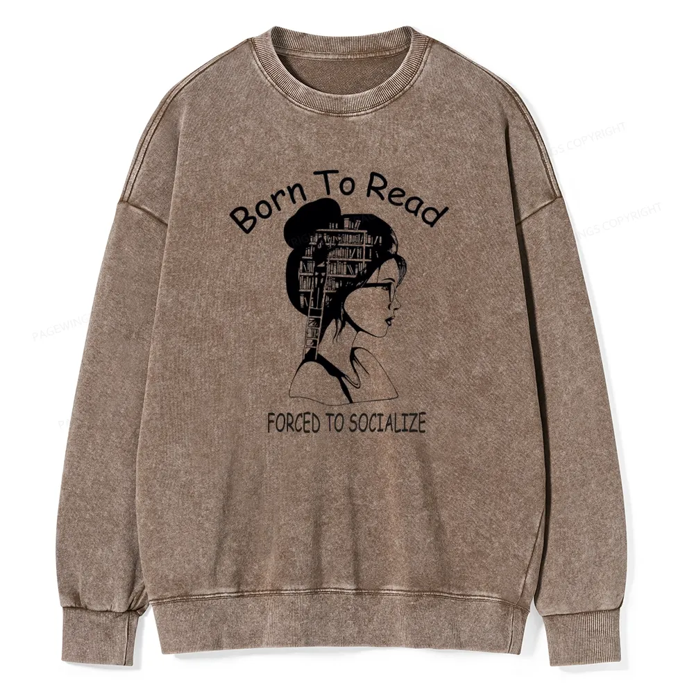 Pagewings Born To Read Unisex Washed Sweatshirt