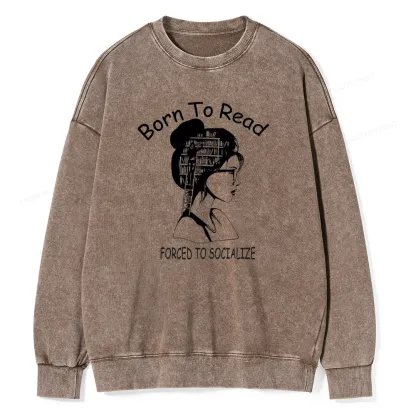 Pagewings Born To Read Unisex Washed Sweatshirt