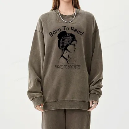 Pagewings Born To Read Unisex Washed Sweatshirt