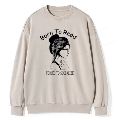 Pagewings Born To Read Unisex Washed Sweatshirt