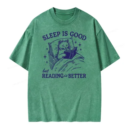Pagewings Sleep Is Good But Reading Is Better Unisex Washed T-shirt