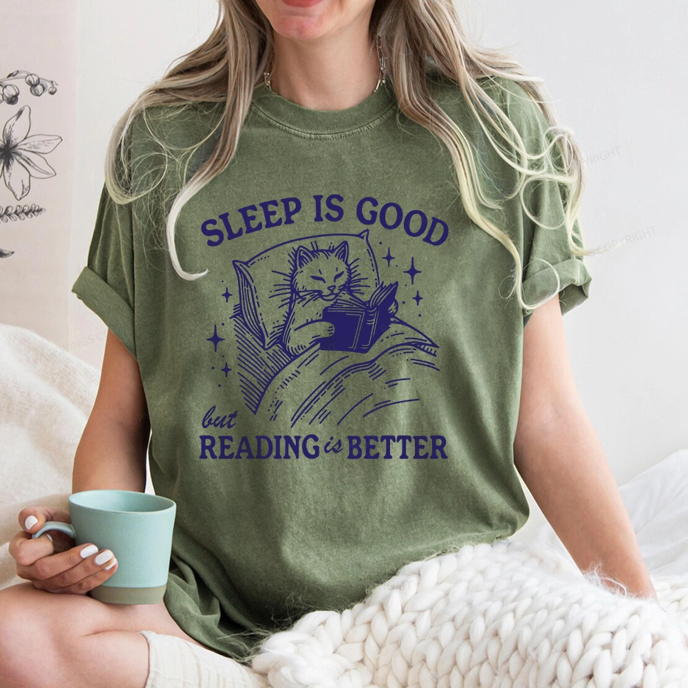 Pagewings Sleep Is Good But Reading Is Better Unisex Washed T-shirt