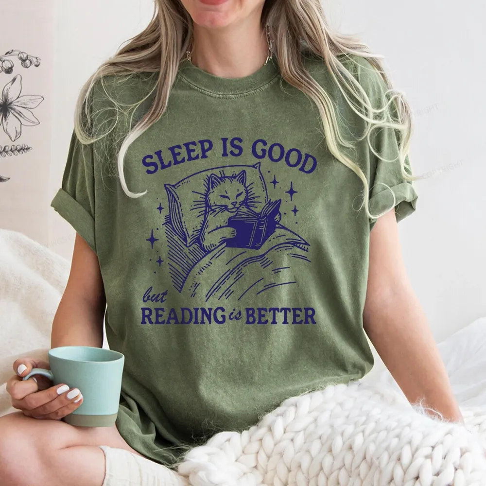 Pagewings Sleep Is Good But Reading Is Better Unisex Washed T-shirt