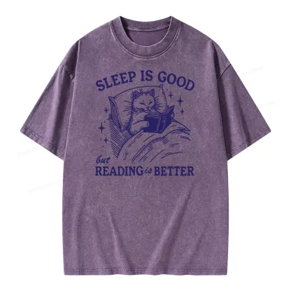 Pagewings Sleep Is Good But Reading Is Better Unisex Washed T-shirt