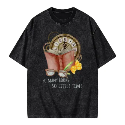 Pagewings So Many Books So Little Time Unisex Washed T-shirt