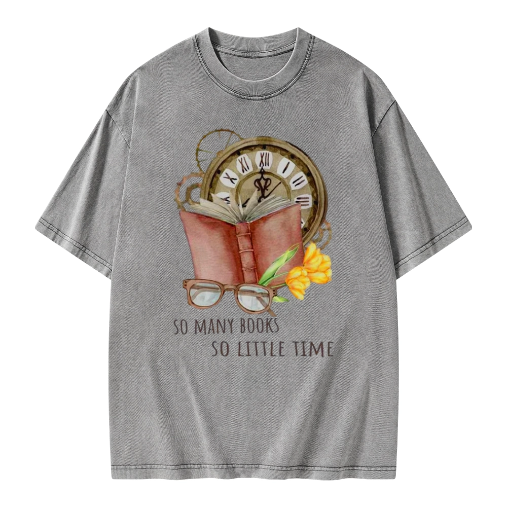 Pagewings So Many Books So Little Time Unisex Washed T-shirt