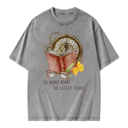 Pagewings So Many Books So Little Time Unisex Washed T-shirt