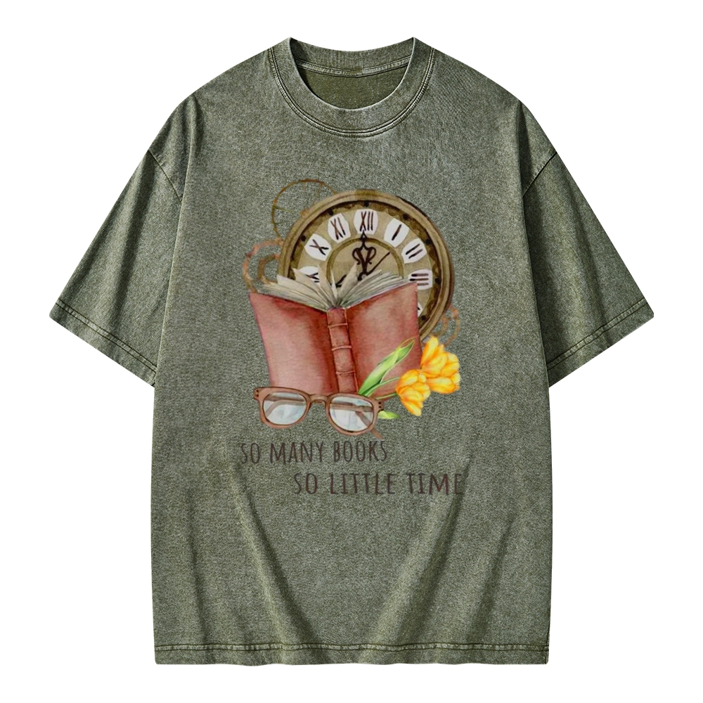 Pagewings So Many Books So Little Time Unisex Washed T-shirt
