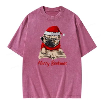 Pagewings Merry Bookmas Unisex Washed T-shirt