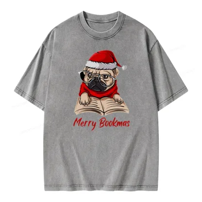 Pagewings Merry Bookmas Unisex Washed T-shirt