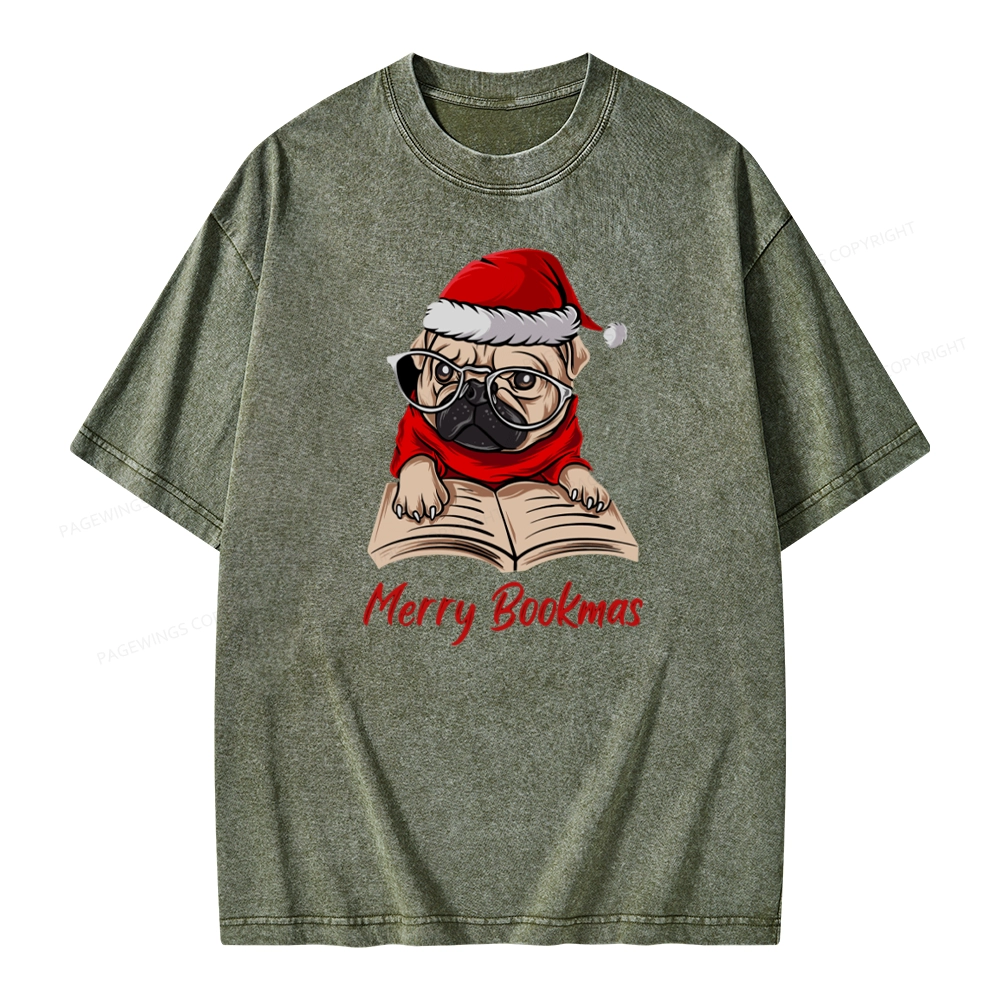 Pagewings Merry Bookmas Unisex Washed T-shirt