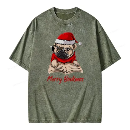 Pagewings Merry Bookmas Unisex Washed T-shirt