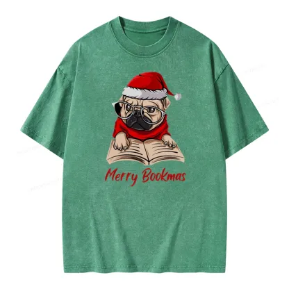 Pagewings Merry Bookmas Unisex Washed T-shirt