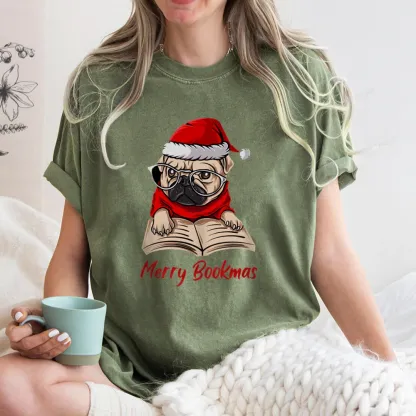 Pagewings Merry Bookmas Unisex Washed T-shirt