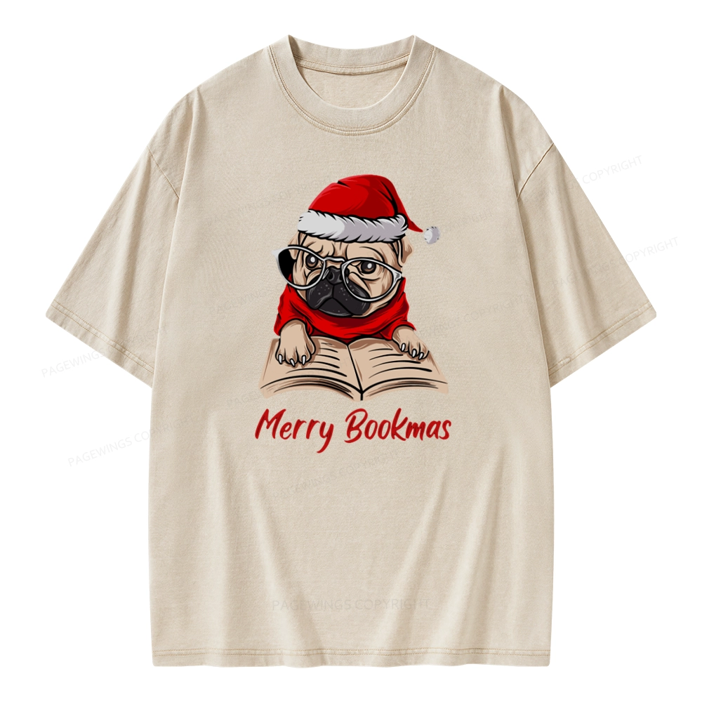 Pagewings Merry Bookmas Unisex Washed T-shirt