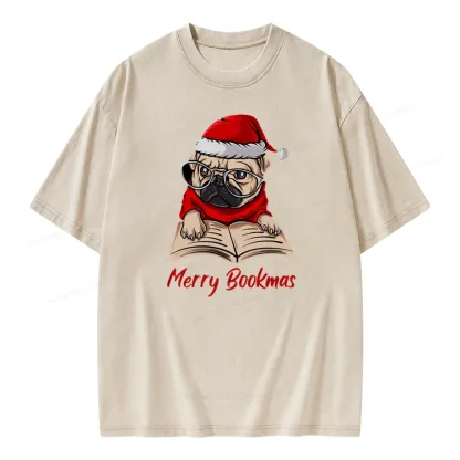 Pagewings Merry Bookmas Unisex Washed T-shirt