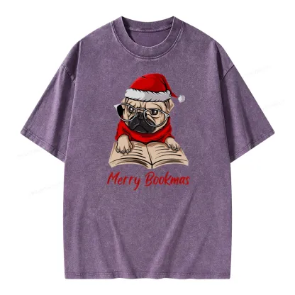 Pagewings Merry Bookmas Unisex Washed T-shirt