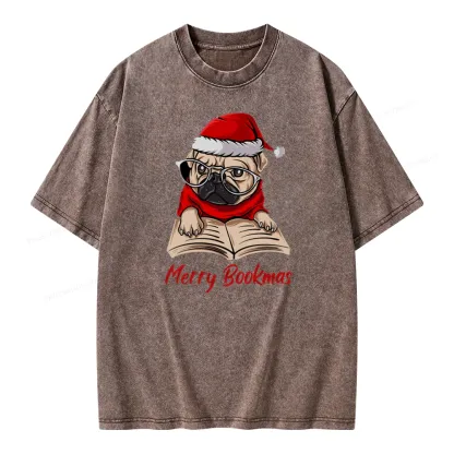 Pagewings Merry Bookmas Unisex Washed T-shirt