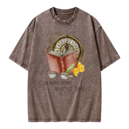 Pagewings So Many Books So Little Time Unisex Washed T-shirt