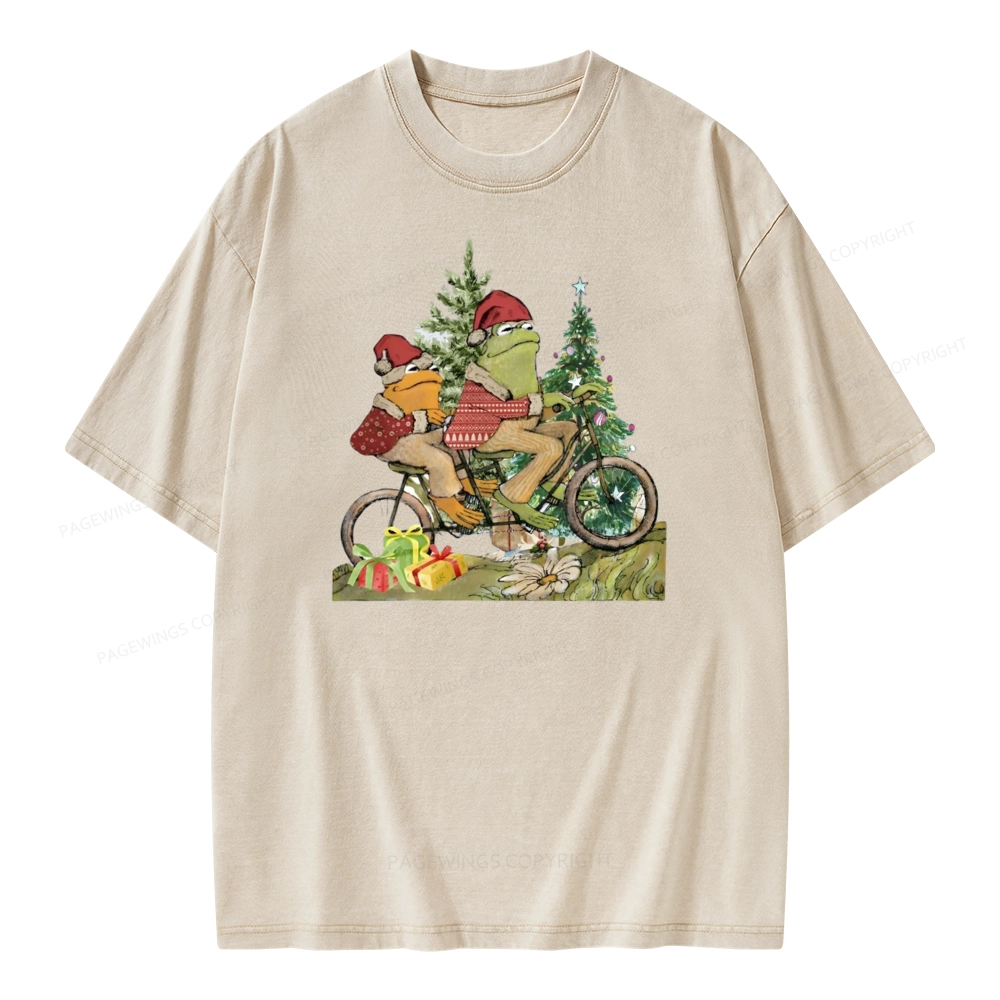 Pagewings Frog and Toad Christmas Unisex Washed T-shirt