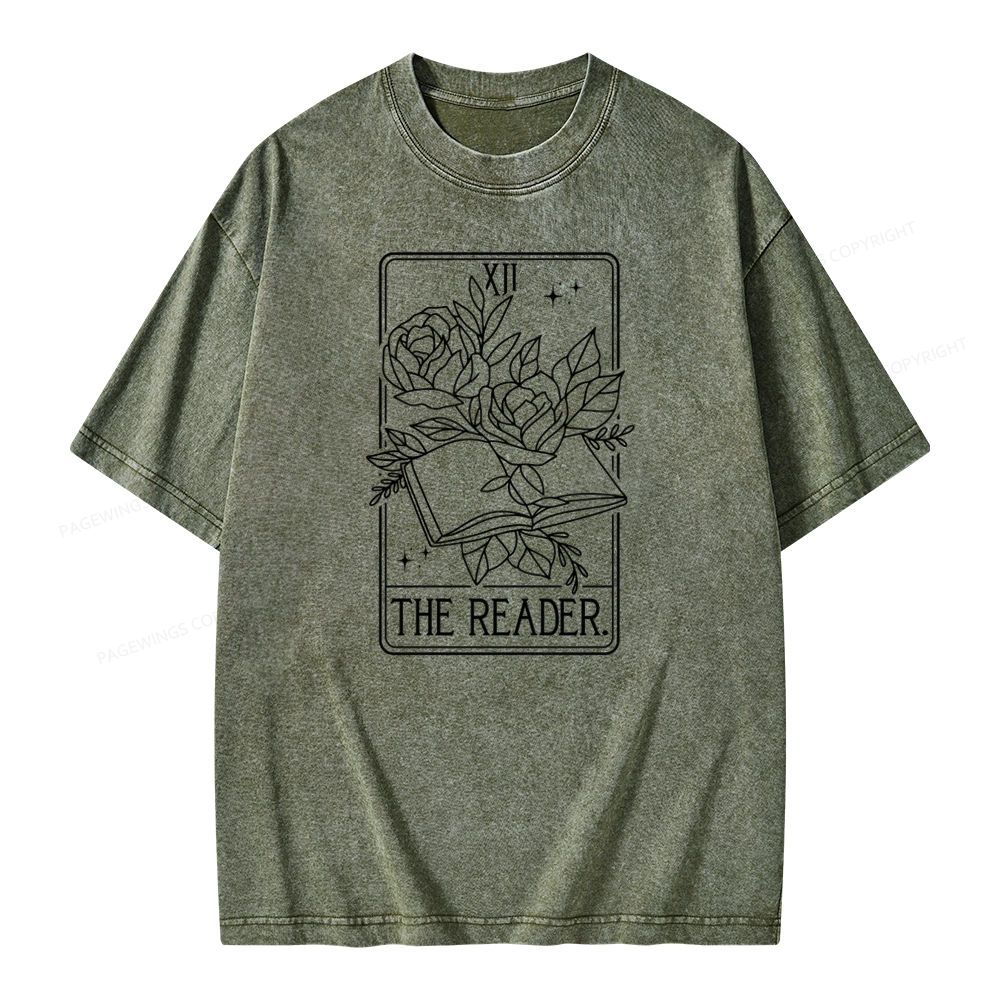 Pagewings The Reader Tarot Card Unisex Washed T-shirt