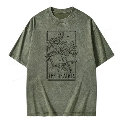 Pagewings The Reader Tarot Card Unisex Washed T-shirt