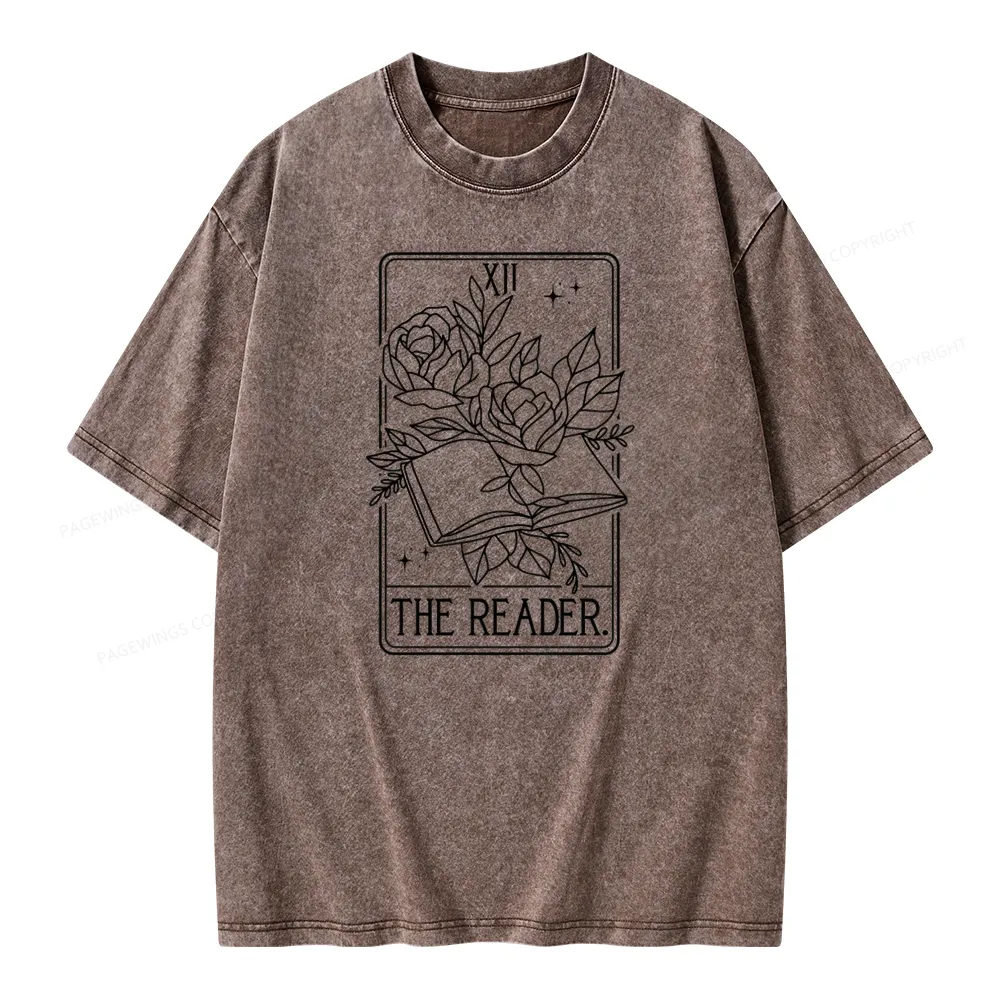 Pagewings The Reader Tarot Card Unisex Washed T-shirt