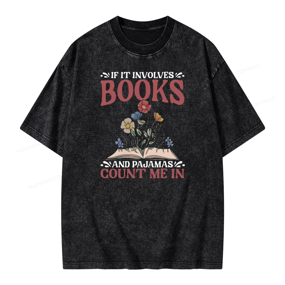 Pagewings Funny Books and Pajamas Unisex Washed T-shirt