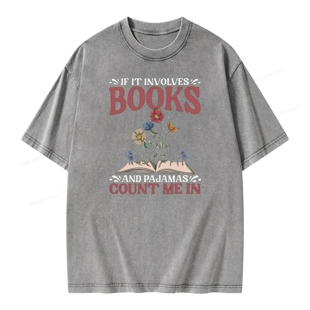 Pagewings Funny Books and Pajamas Unisex Washed T-shirt