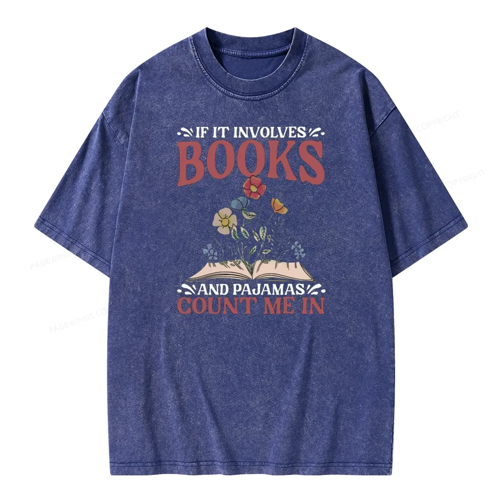 Pagewings Funny Books and Pajamas Unisex Washed T-shirt