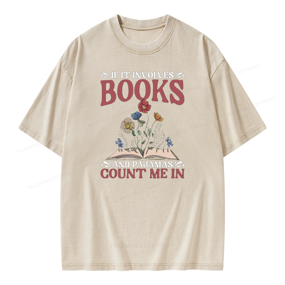 Pagewings Funny Books and Pajamas Unisex Washed T-shirt