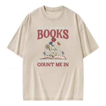 Pagewings Funny Books and Pajamas Unisex Washed T-shirt