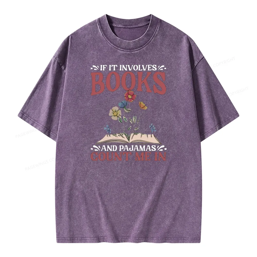 Pagewings Funny Books and Pajamas Unisex Washed T-shirt