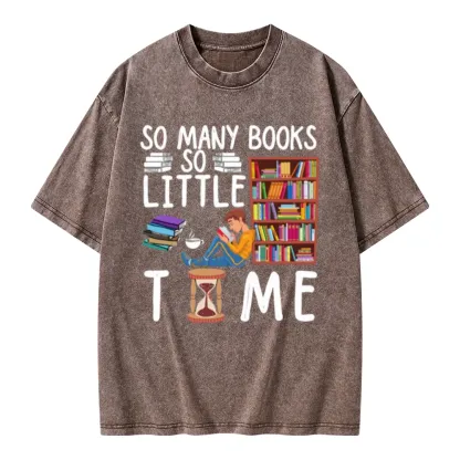 Pagewings So Many Books So Little Time Unisex Washed T-shirt