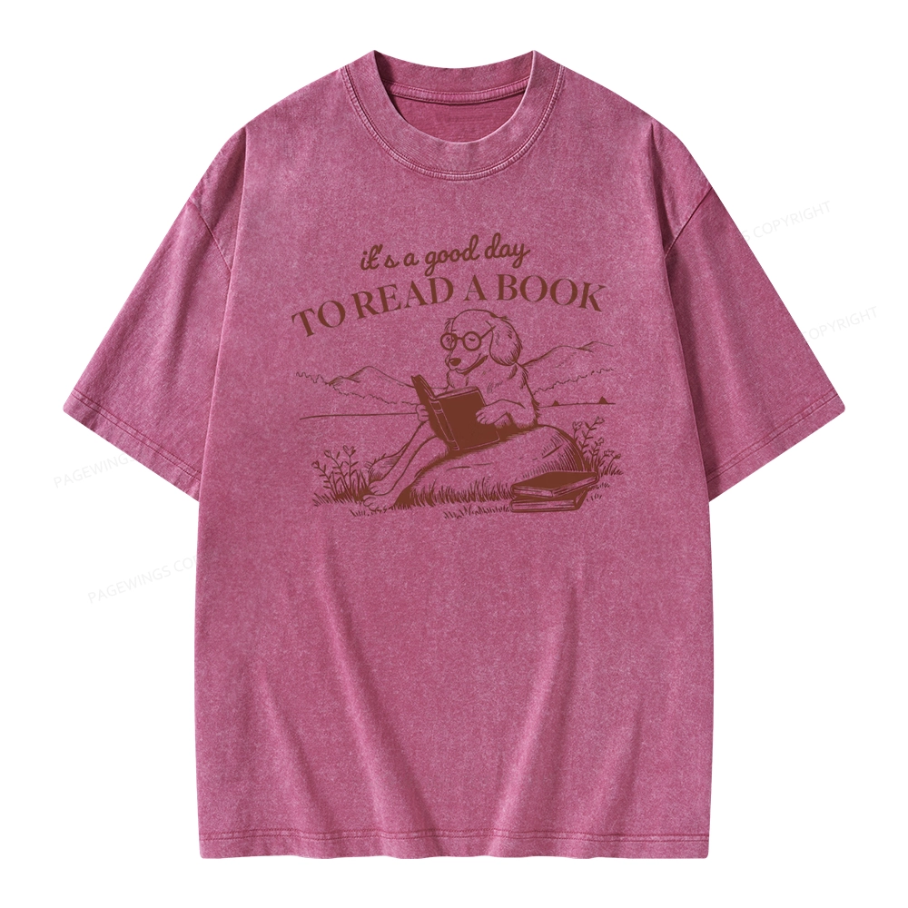 Pagewings It's A Good Day To Read A Book  Unisex Washed T-shirt