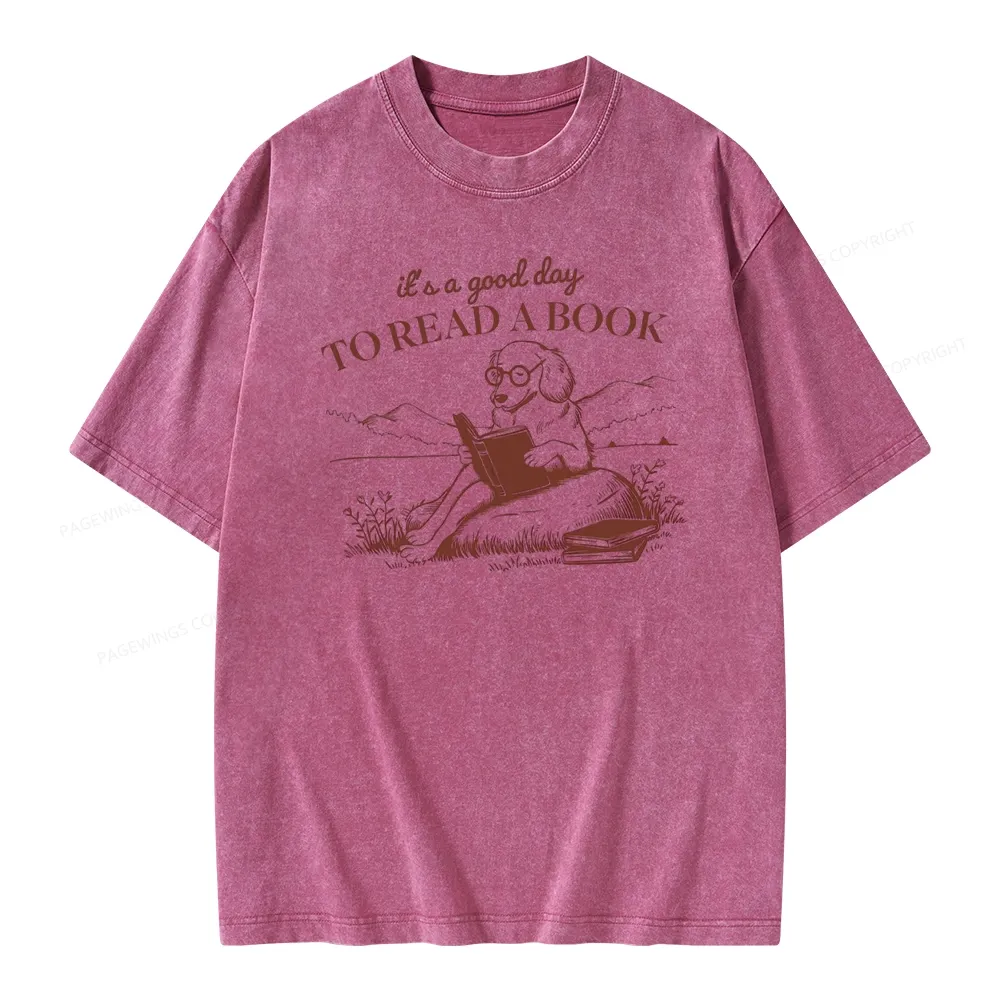 Pagewings It's A Good Day To Read A Book  Unisex Washed T-shirt