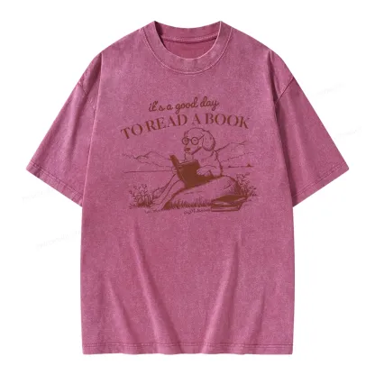 Pagewings It's A Good Day To Read A Book  Unisex Washed T-shirt