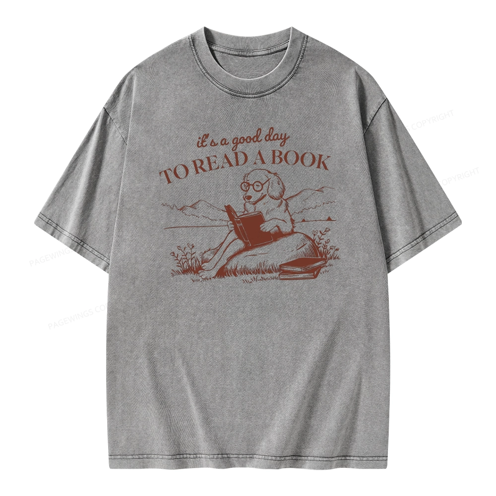 Pagewings It's A Good Day To Read A Book  Unisex Washed T-shirt