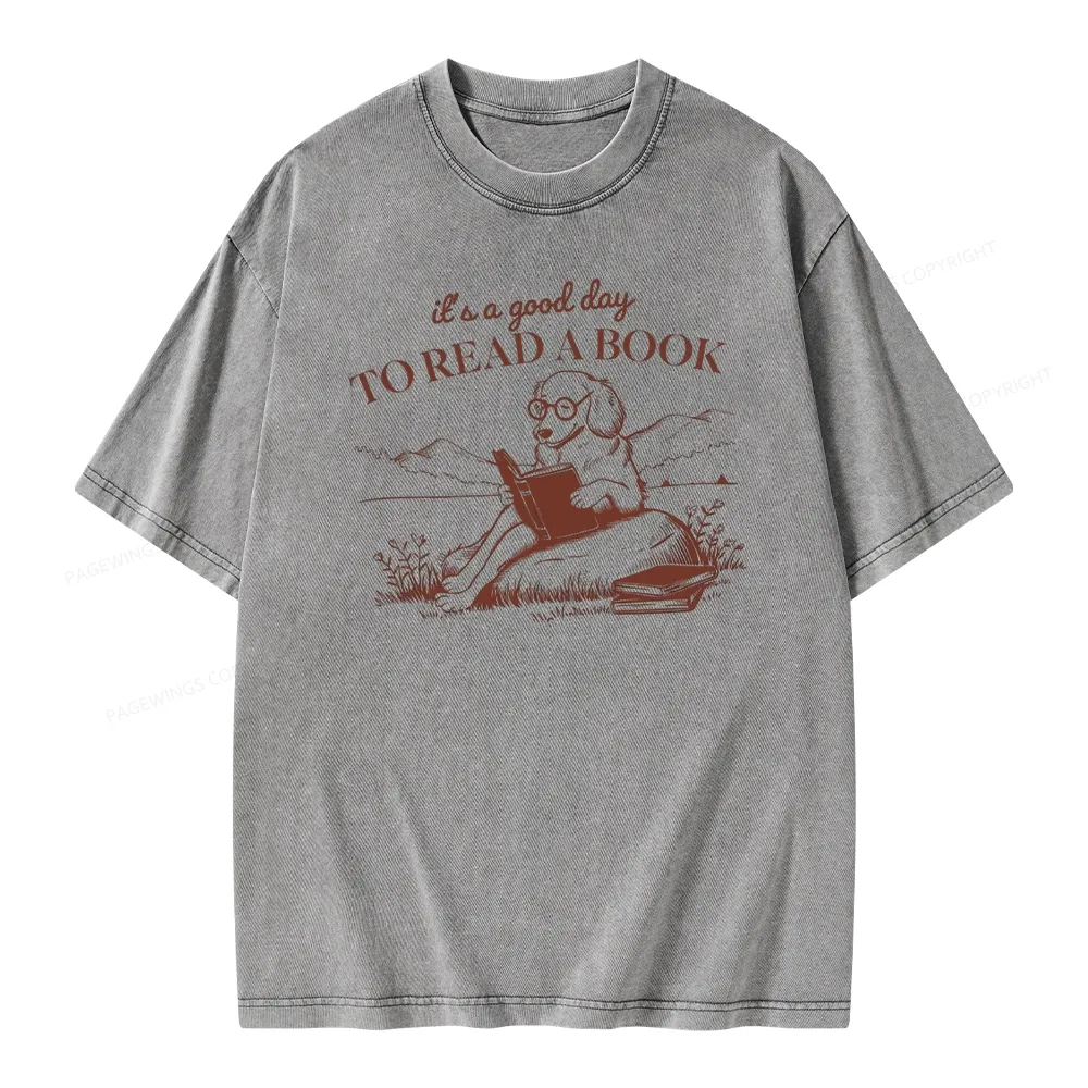 Pagewings It's A Good Day To Read A Book  Unisex Washed T-shirt