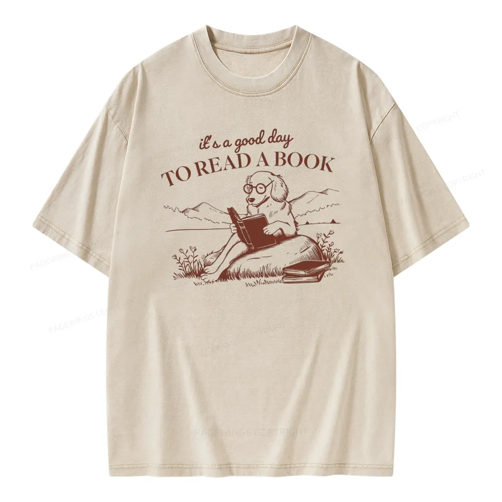 Pagewings It's A Good Day To Read A Book  Unisex Washed T-shirt