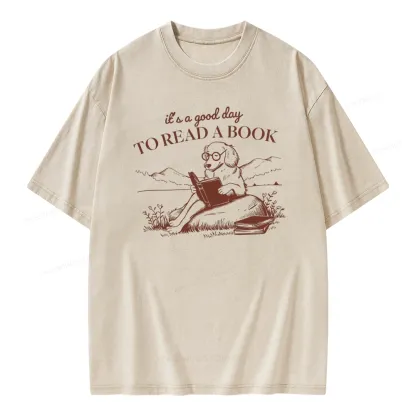 Pagewings It's A Good Day To Read A Book  Unisex Washed T-shirt