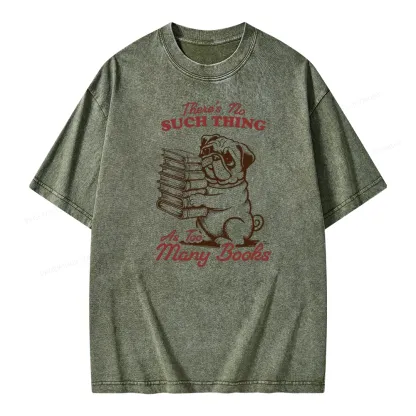 Pagewings There's No Such Thing As Too Many Books Unisex Washed T-shirt