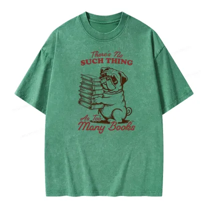 Pagewings There's No Such Thing As Too Many Books Unisex Washed T-shirt