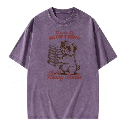 Pagewings There's No Such Thing As Too Many Books Unisex Washed T-shirt