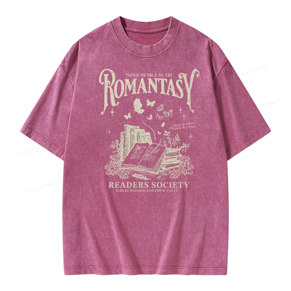 Pagewings Romantasy Bookworm Club Unisex Washed T-shirt