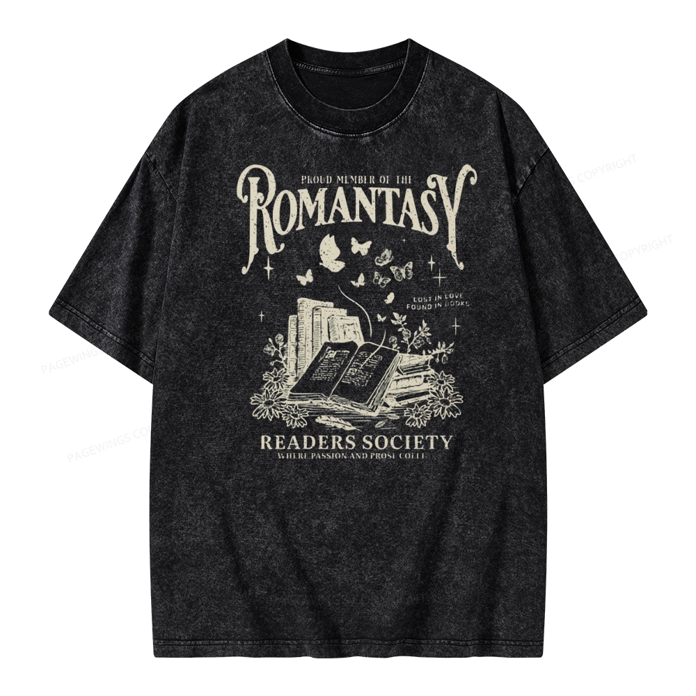 Pagewings Romantasy Bookworm Club Unisex Washed T-shirt