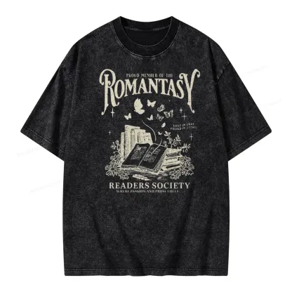 Pagewings Romantasy Bookworm Club Unisex Washed T-shirt