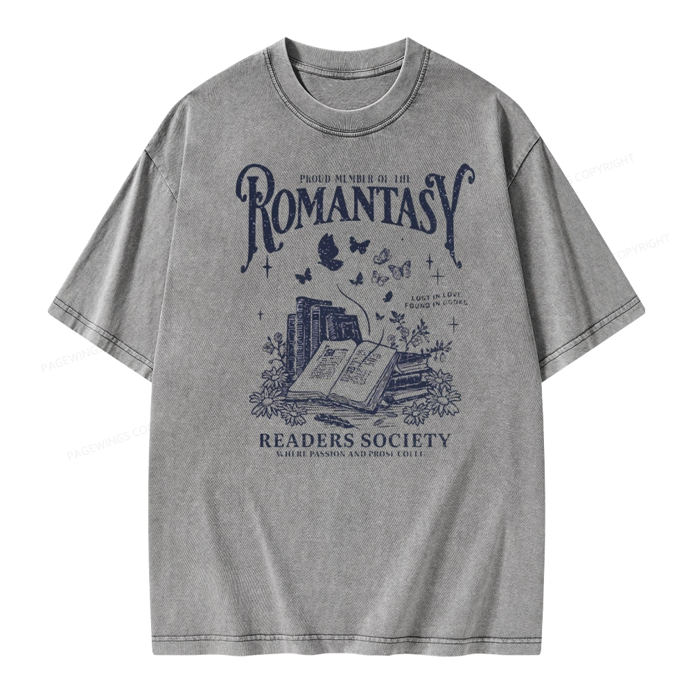 Pagewings Romantasy Bookworm Club Unisex Washed T-shirt